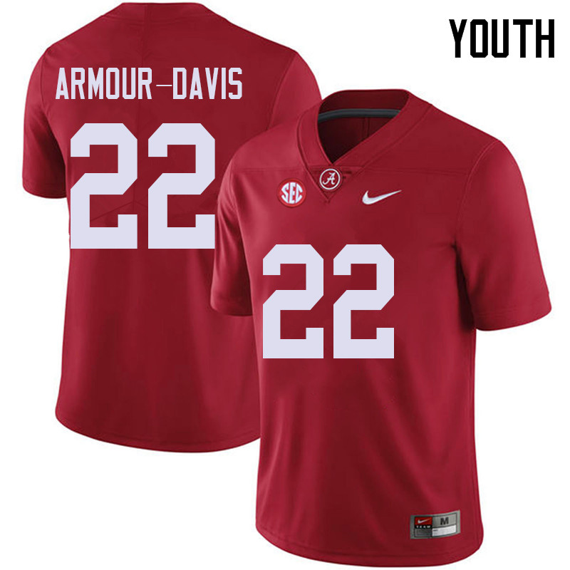 Alabama Crimson Tide Youth Jalyn Armour-Davis #22 Red NCAA Nike Authentic Stitched 2018 College Football Jersey RM16M03FU